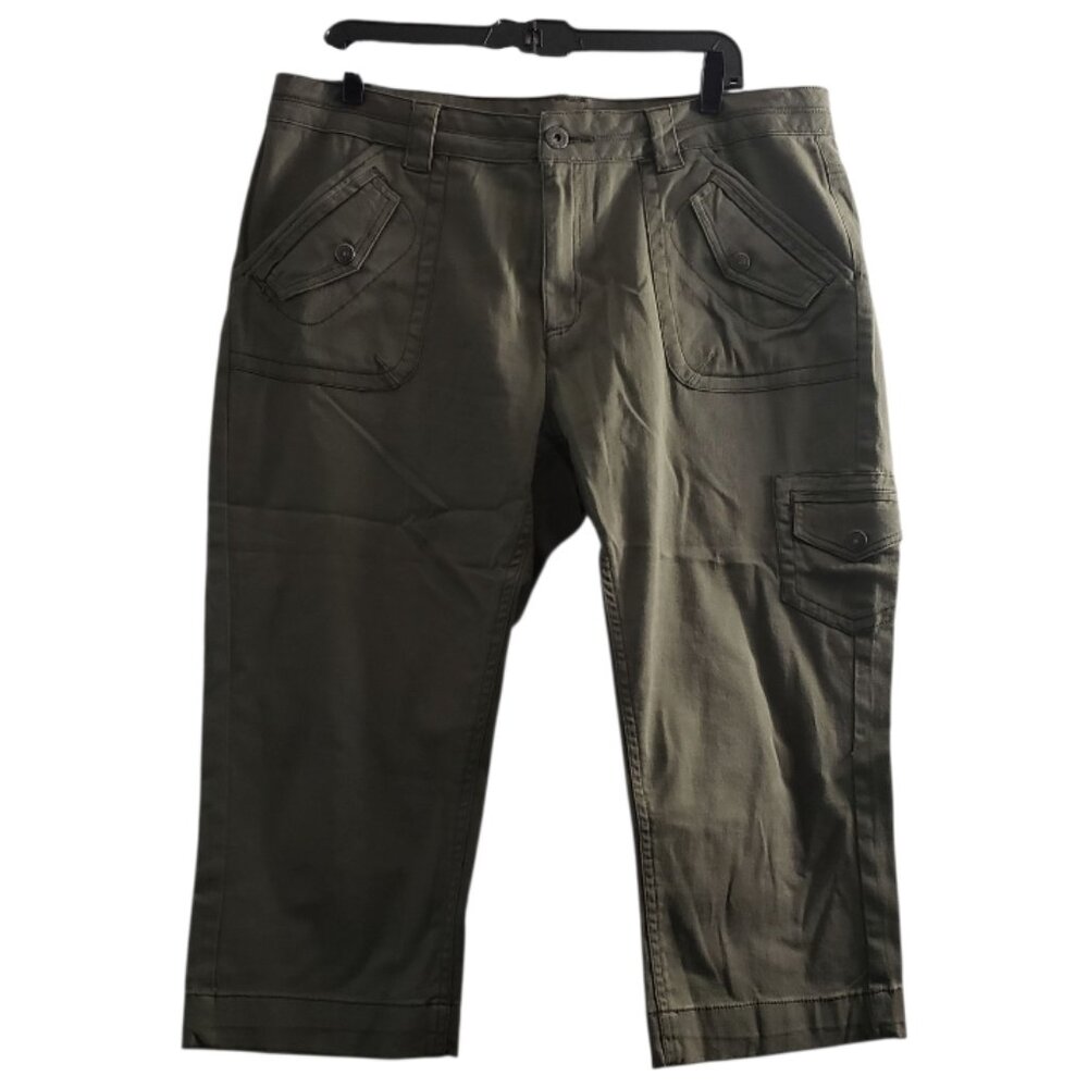 CT2277 Organic Blue Army Green Denim Cargo Capris 16